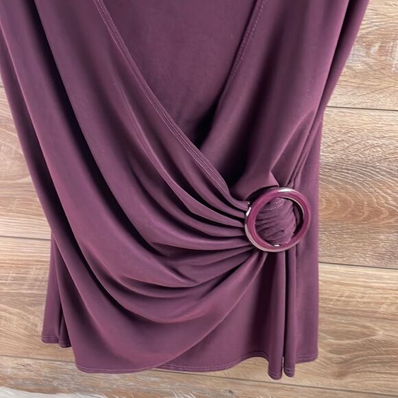 Jason Maxwell Ladies Drape Cinched Blouse, Size Medium, Plum Purple - Picture 4 of 8